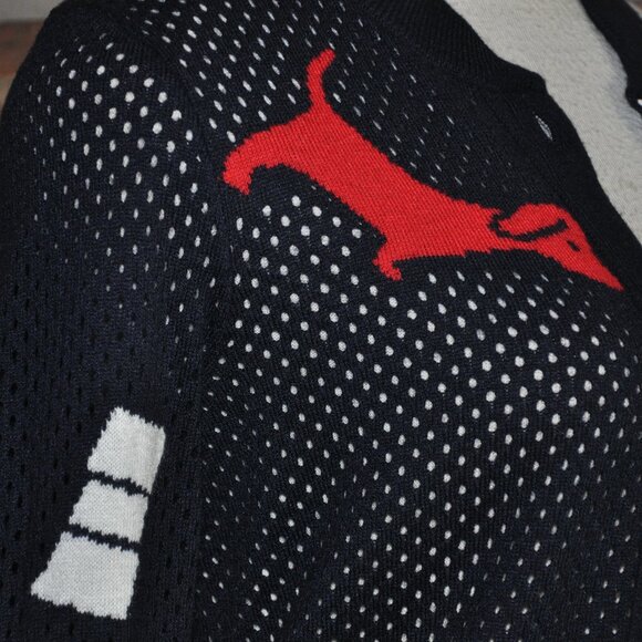 THOM BROWNE Pointelle Hector Bow Navy Wool Cardigan Intarsia-knit Sweater S - Picture 12 of 16